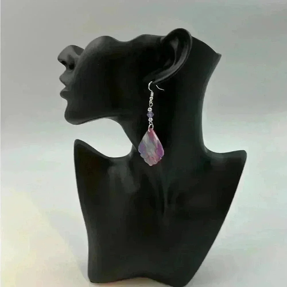 Original handmade faux mosaic earrings with silver fishhook.
